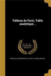 Tableau de Paris. Table analytique ..