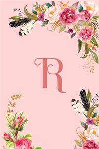 Monogram Initial Letter R Notebook for Women and Girls