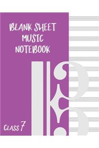 Blank Sheet Music Composition Manuscript Staff Paper Art Music CLASS 7 Notebook Purple Cover