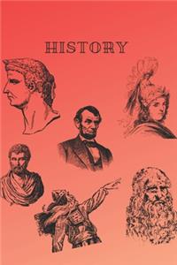 Notebook with squared paper 240 pages, 6x9 School Notebook, bilateral, two-sided, Maths, History