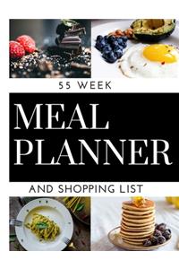 Meal Planner And Shopping List: Track And Plan Your Meals Weekly, 55 Week Food Planner, Log, Diary, Journal, Calendar, Meal Prep And Planning Grocery List (112 Pages, Size 8.5 x 11