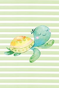 Happy Sea Turtle Watercolor Stripe Journal, Graph Paper
