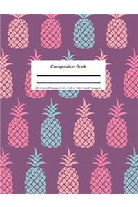 Composition Book 100 Sheets/200 Pages/7.44 X 9.69 In. Wide Ruled/ Pineapples