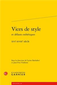 Vices de Style Et Defauts Esthetiques