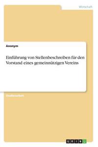 Einführung von Stellenbeschreiben für den Vorstand eines gemeinnützigen Vereins