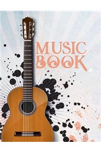 Blank Guitar Tablature Notebook: Blank Guitar Tab Paper Seven 6-Line Staves 100 Pages 8.5x11