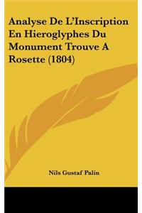 Analyse de L'Inscription En Hieroglyphes Du Monument Trouve a Rosette (1804)