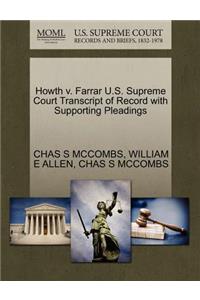 Howth V. Farrar U.S. Supreme Court Transcript of Record with Supporting Pleadings