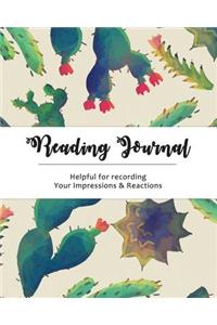Reading Journal: For Book Lovers - Size (8x10) Cactus Design
