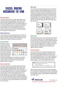 Excel Macro Recorder to VBA Laminated Tip Card