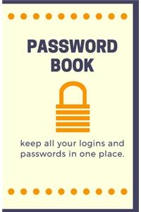 Password and username keeper (password book with alphabetical tabs)