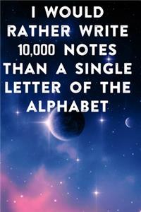 I would rather write 10,000 no single letter of the alphabet