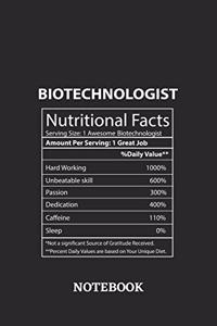 Nutritional Facts Biotechnologist Awesome Notebook