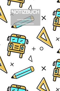 Notizbuch A5 Muster Zeichnung Schule Grundschule Unterricht Stift Schulbus