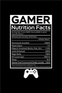 Gamer Nutrition Facts Funny Gamer Journal Notebook Planer