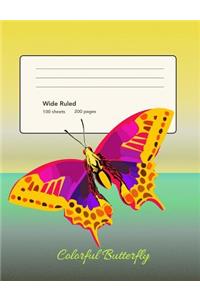 Colorful Butterfly Composition Wide Ruled Notebook