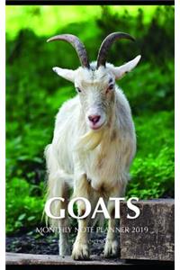 Goats Monthly Note Planner 2019 1 Year Calendar