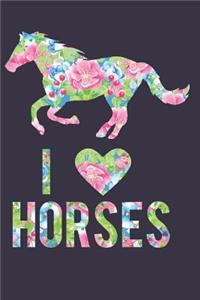 I Love Horses Floral Notebook Journal