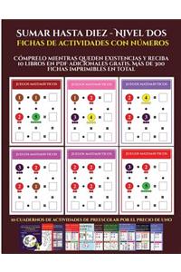 Fichas de actividades con números (Sumar hasta diez - Nivel Dos)