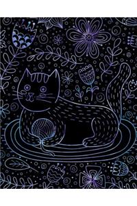 Journal Notebook Cute Cat in Flowers Pattern 3