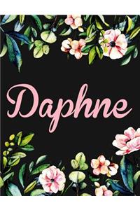 Daphne: Personalised Daphne Notebook/Journal For Writing 100 Lined Pages (Black Floral Design)