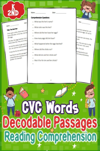 CVC Words Decodable Passages Kindergarten Reading Comprehension for K - 2nd