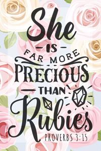 My Sermon Notes Journal: More Precious Than Rubies Proverbs 3:15 100 Days to Record, Remember, and Reflect Scripture Notebook Prayer Requests White Pink Roses