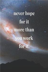 Never Hope For It More Than You Work For It.