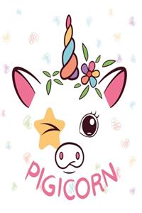 Pigicorn Notebook: Notebook graph paper 120 pages 6x9 perfect as math book, sketchbook, workbook and diary Piggy unicorn with flowers