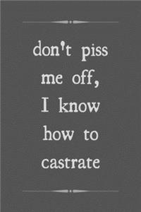 Don't piss me off, I know how to castrate