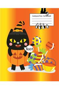 Halloween Black Kitty College Ruled Journal
