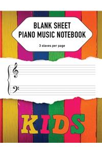 Blank Sheet Piano Music Notebook For Kids