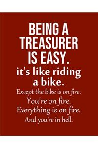 Being a Treasurer is Easy. It's like riding a bike. Except the bike is on fire. You're on fire. Everything is on fire. And you're in hell.
