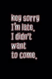 Hey Sorry I'm Late. I Didn't want to come.