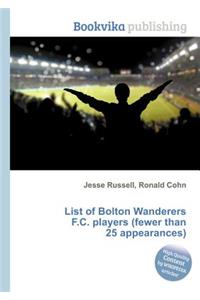 List of Bolton Wanderers F.C. Players (Fewer Than 25 Appearances)