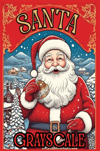 vintage christmas coloring book santa in grayscale