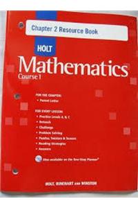 Chap Res Bk 2 W/ANS Holt Math CS 1 2007