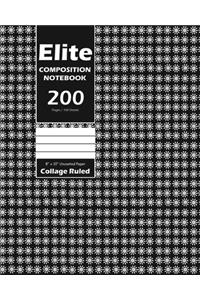 Elite Composition Notebook, Collage Ruled Lined, Large 8 x 10 Inch, 100 Sheet, Black Cover
