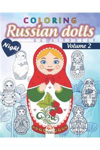 Russian dolls Coloring 2 - matryoshkas - night