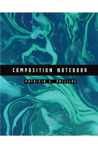 Composition Notebook: Turquoise Marble Notebook (8.5x11 Inches Large)