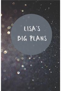 Lisa's Big Plans - Notebook/Journal/Diary - Personalised Girl/Women's Gift - Birthday/Party Bag Filler - 100 lined pages (Dark glitter)