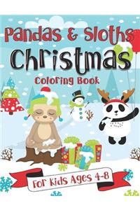 Pandas and Sloths Christmas Coloring Book for Kids Ages 4-8