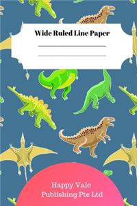 Cute Dinosaur Theme Wide Ruled Line Paper