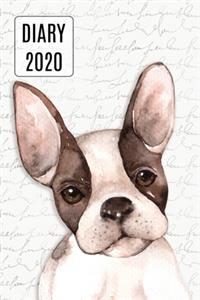 2020 Daily Diary Planner, Watercolor Boston Terrier: Three Days Per Page Full Year Planner