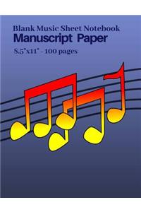 Blank Music Sheet Notebook, Manuscript Paper, 8.5x11,100 pages