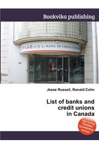 List of Banks and Credit Unions in Canada