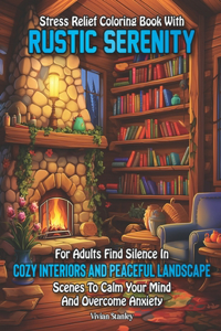 Stress Relief Coloring Book with Rustic Serenity for Adults