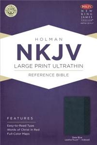 NKJV Large Print Ultrathin Reference Bible, Slate Blue