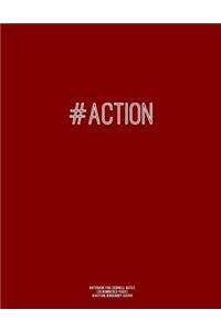 Notebook for Cornell Notes, 120 Numbered Pages, #ACTION, Burgundy Cover