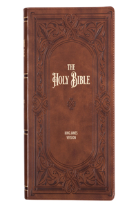KJV Study Bible, Large Print Faux Leather - Thumb Index, King James Version Holy Bible, Art Nouveau Framed Saddle Tan